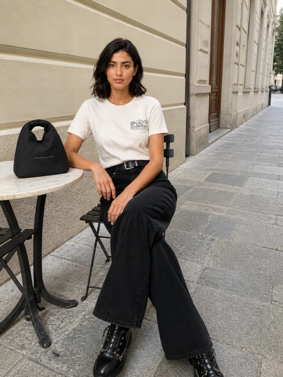 Golden goose tee ganni jeans ganni boots