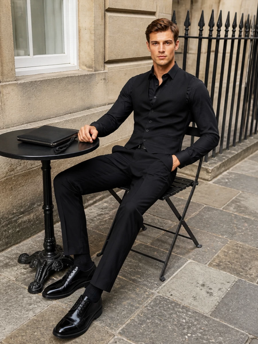 Dolcegabbana black waistcoat tailored trouser outfit