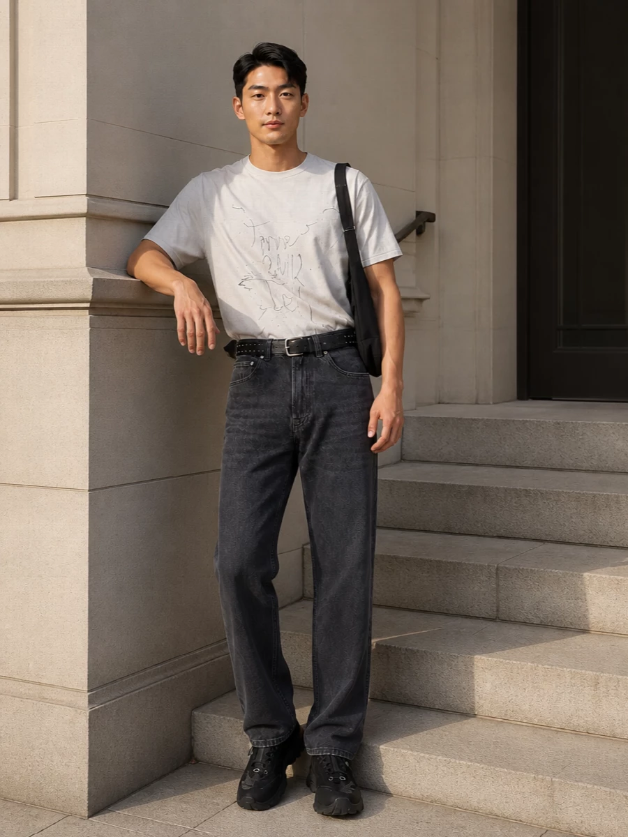Our legacy graphic tee black straight jeans