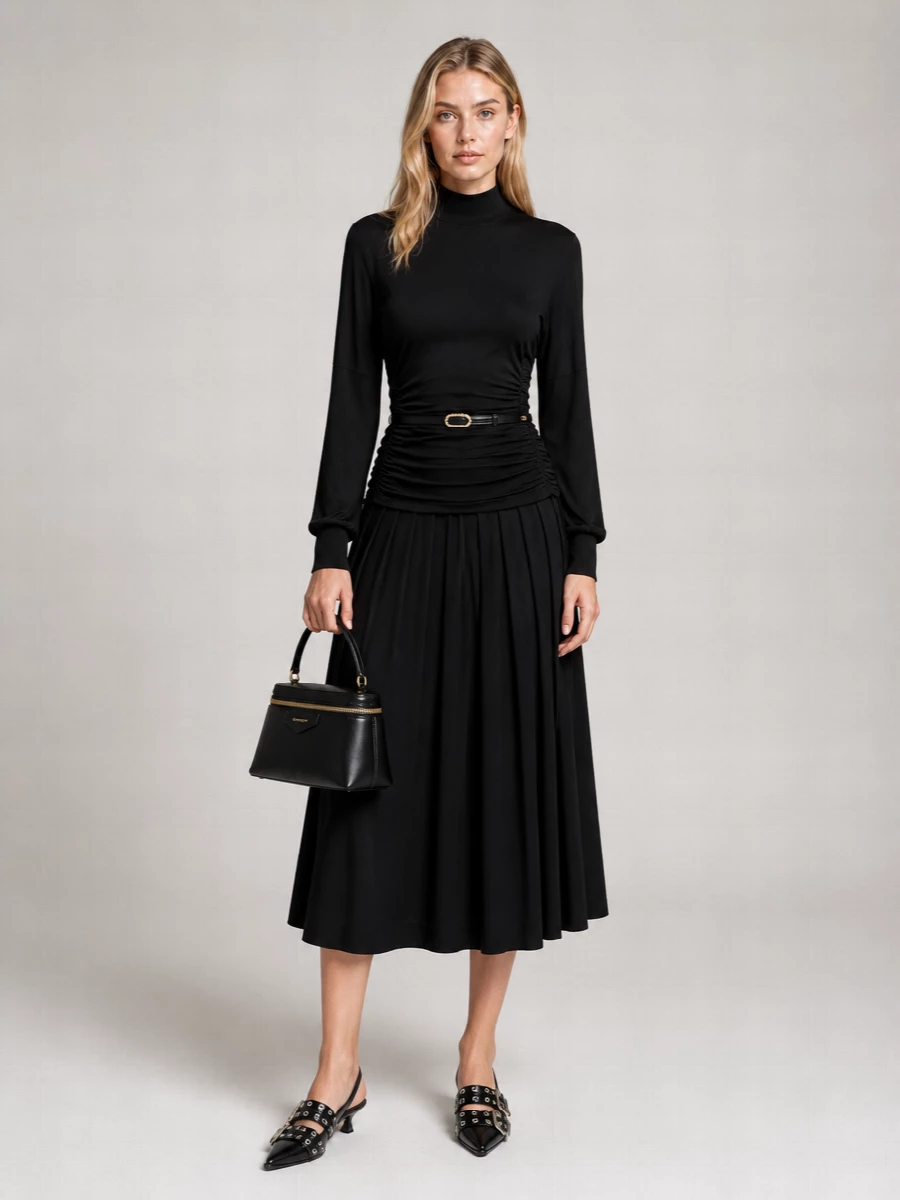 Ganni High Neck Midi Dress