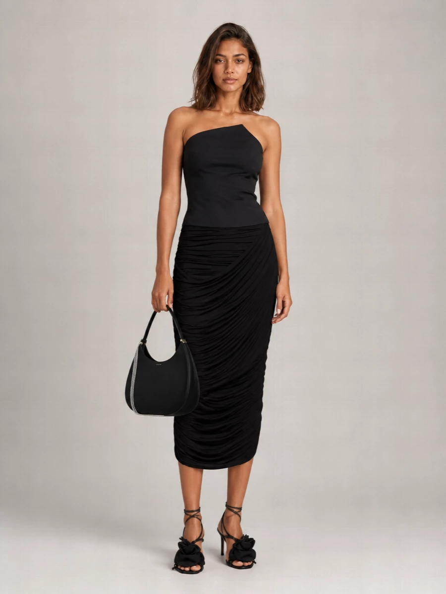 Magda Butrym Draped Slim-Fit Midi Skirt