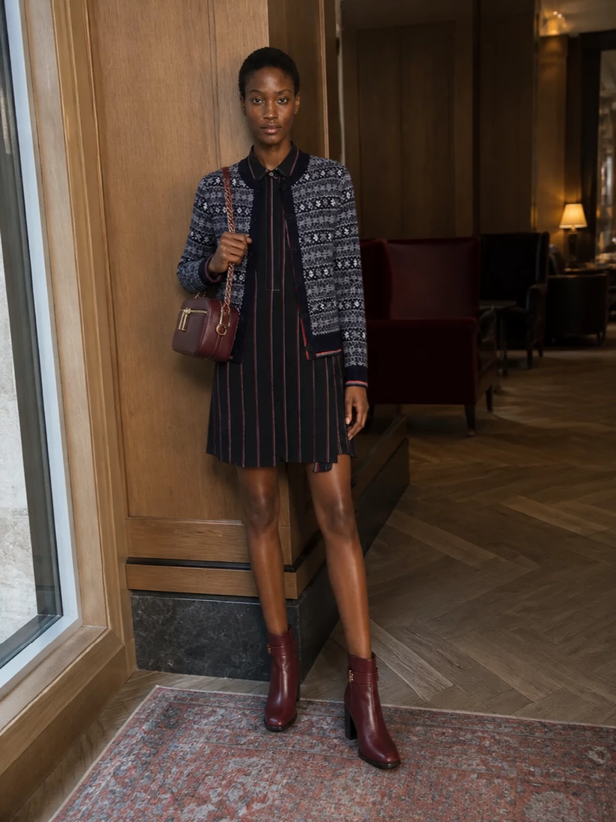 Thom browne cardigan striped shirt dress outfit