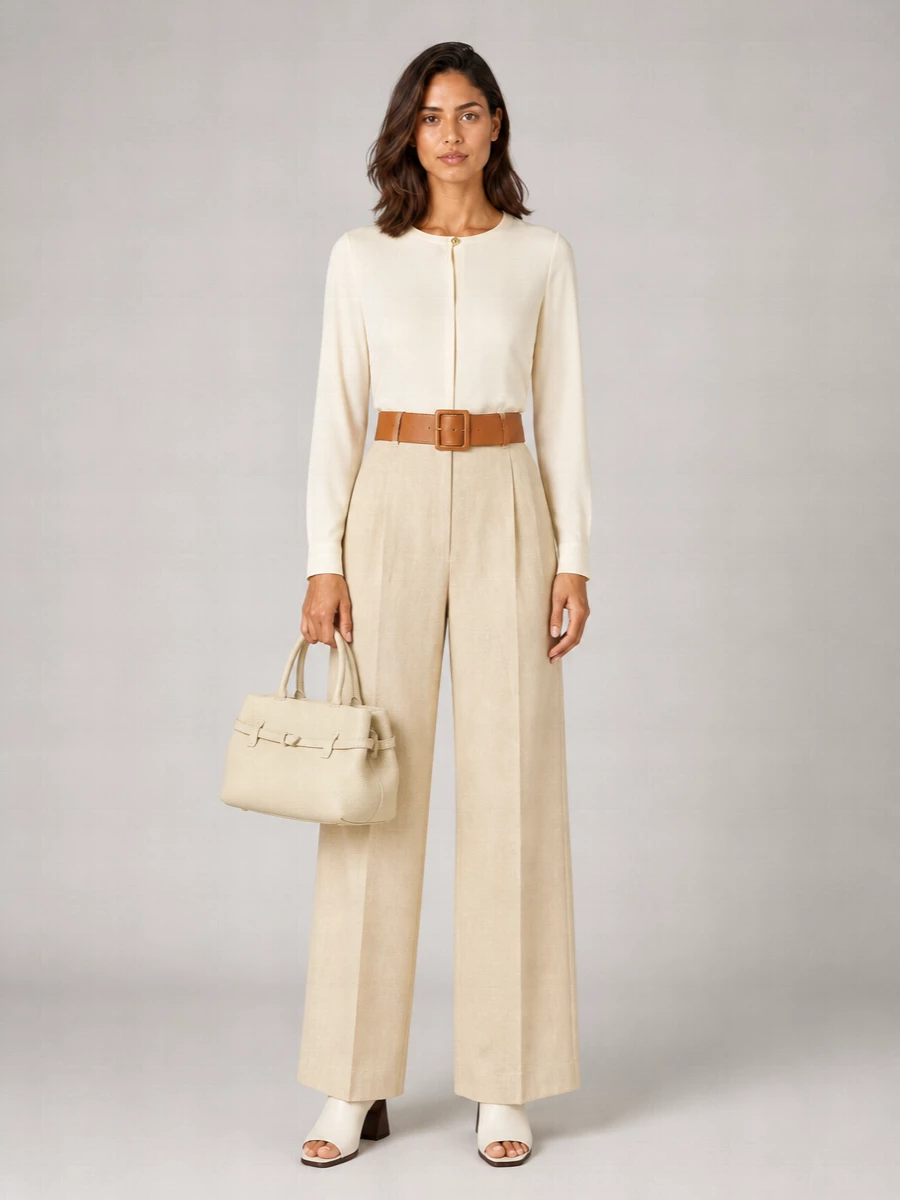 S Max Mara Linen High-Rise Wide-Leg Trousers