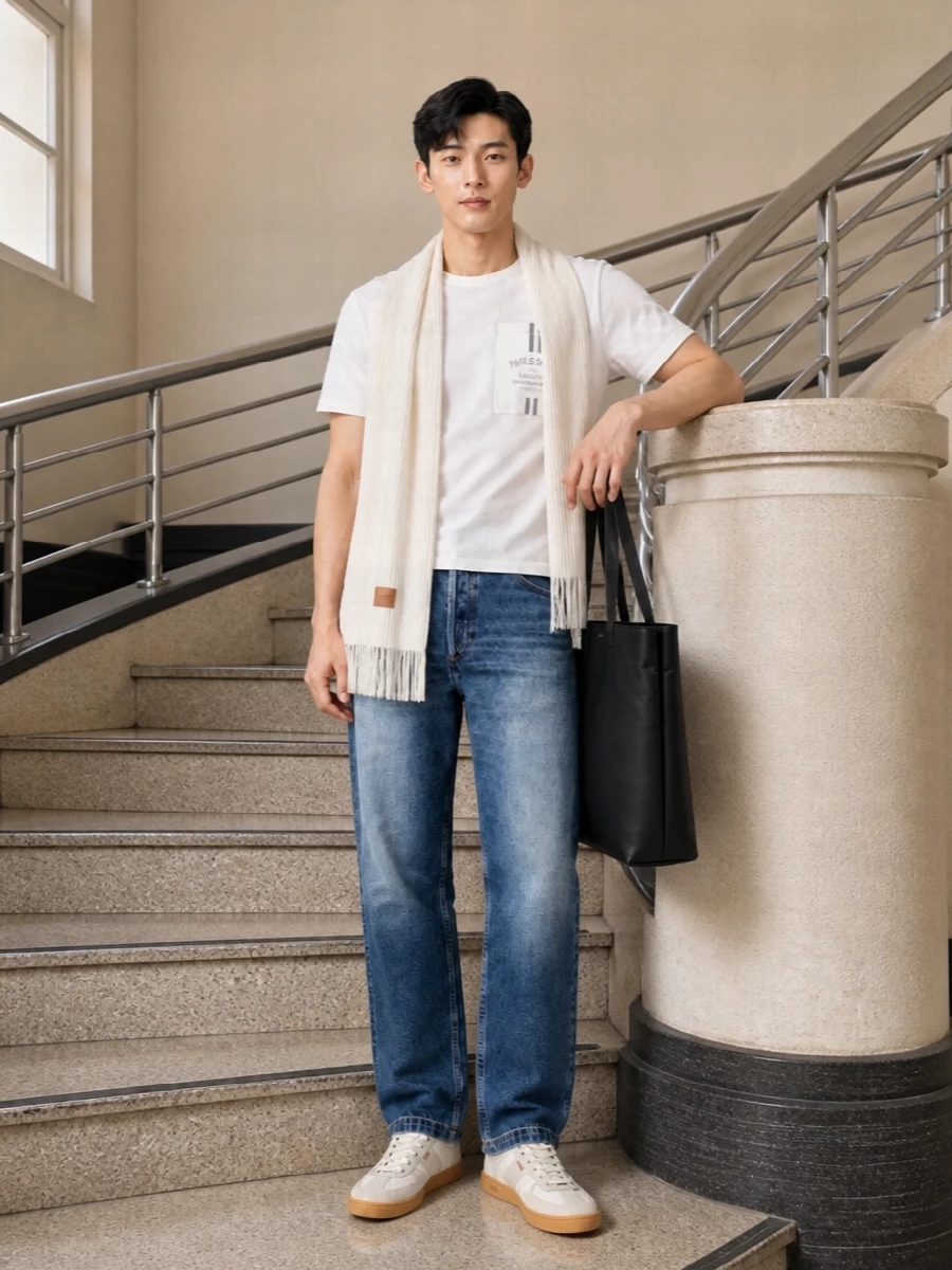 Paul and shark tee apc jeans white sneakers