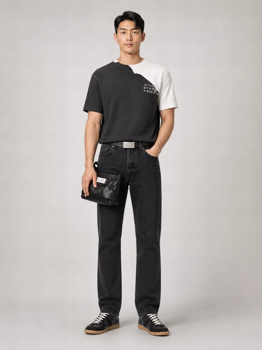 Mm6 Maison Margiela Bicolor Short-Sleeve T-Shirt