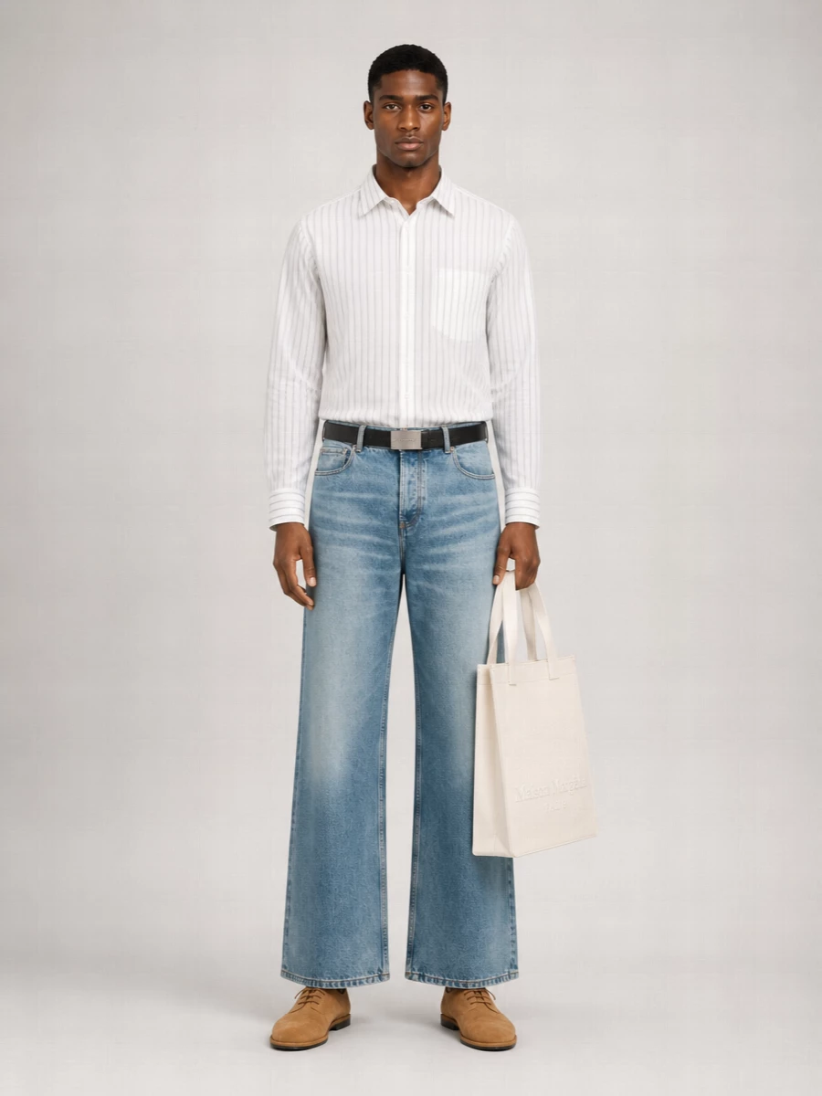 Ami Paris Denim Wide-Leg Jeans