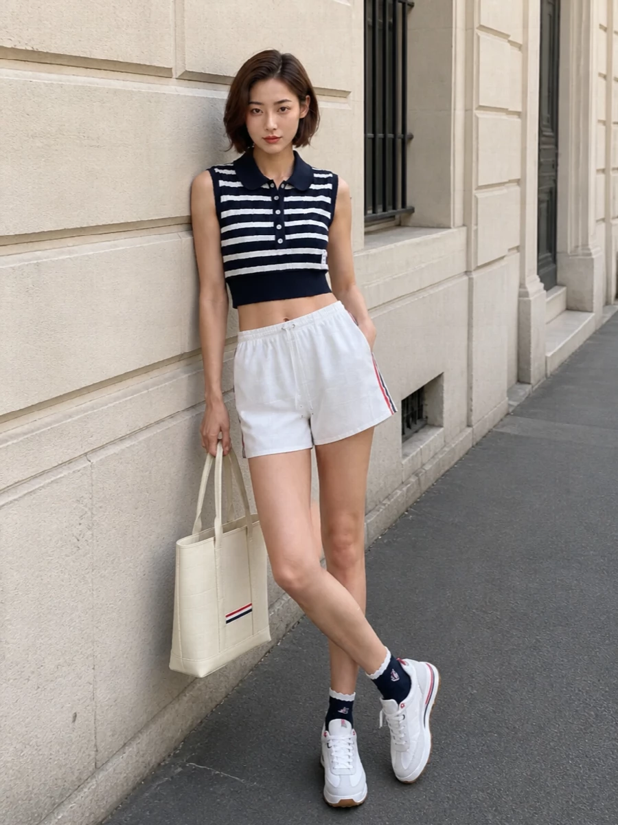 Thom browne white athletic shorts polo outfit