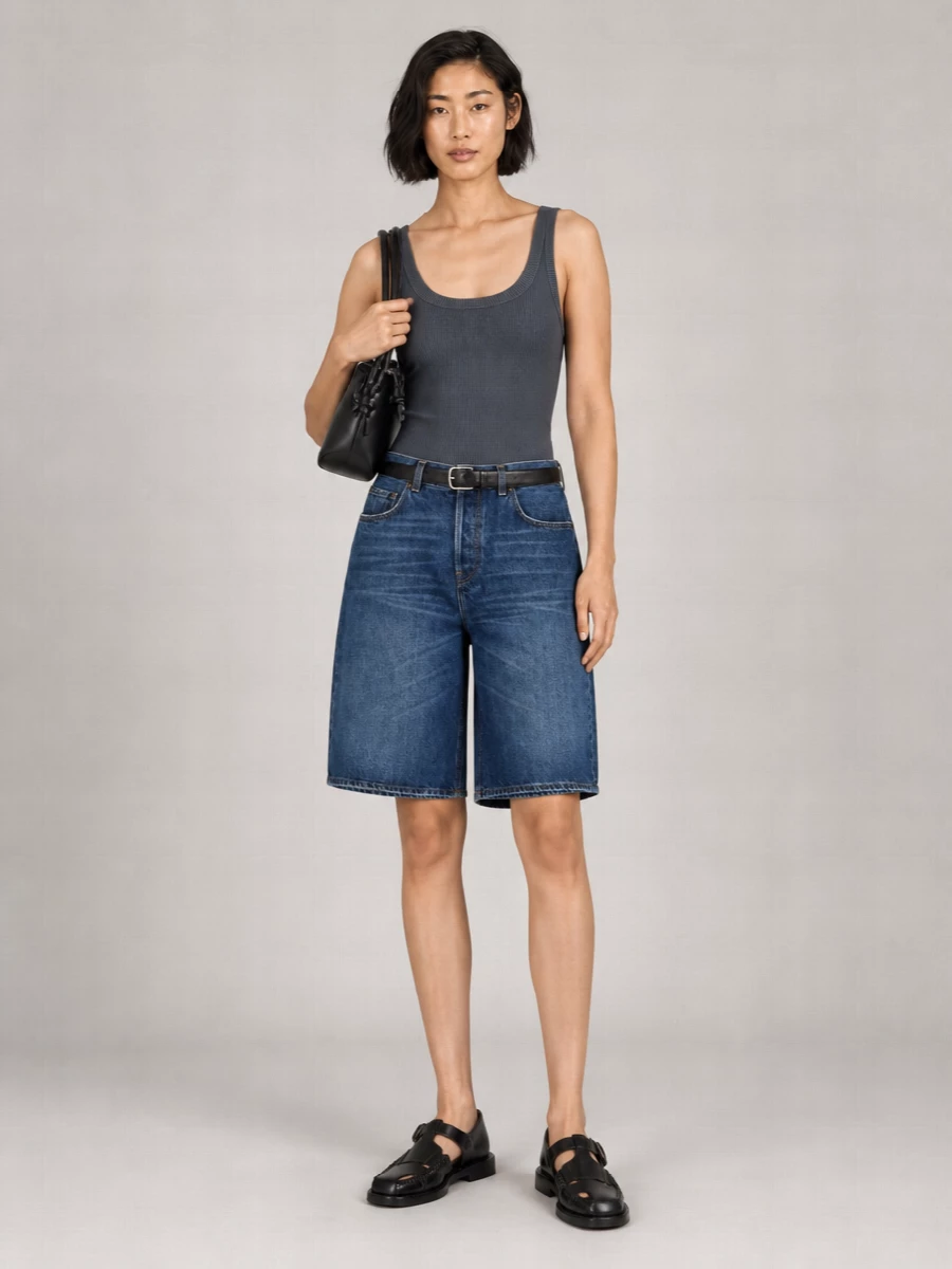 Haikure Denim Knee-Length Shorts