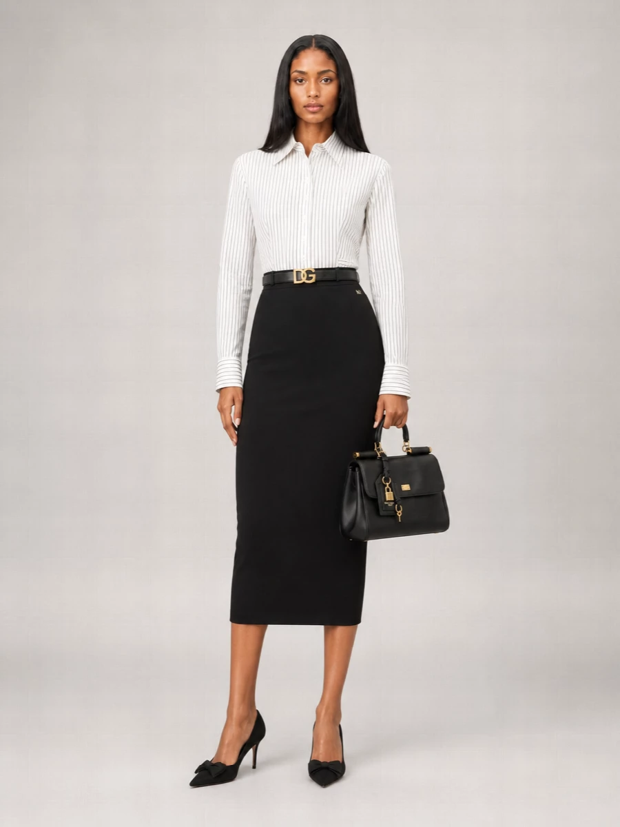 Dolce&Gabbana Viscose Knit High-Rise Midi Pencil Skirt