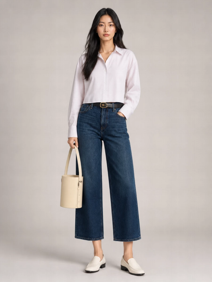 Calvin Klein Denim Wide-Leg Trousers