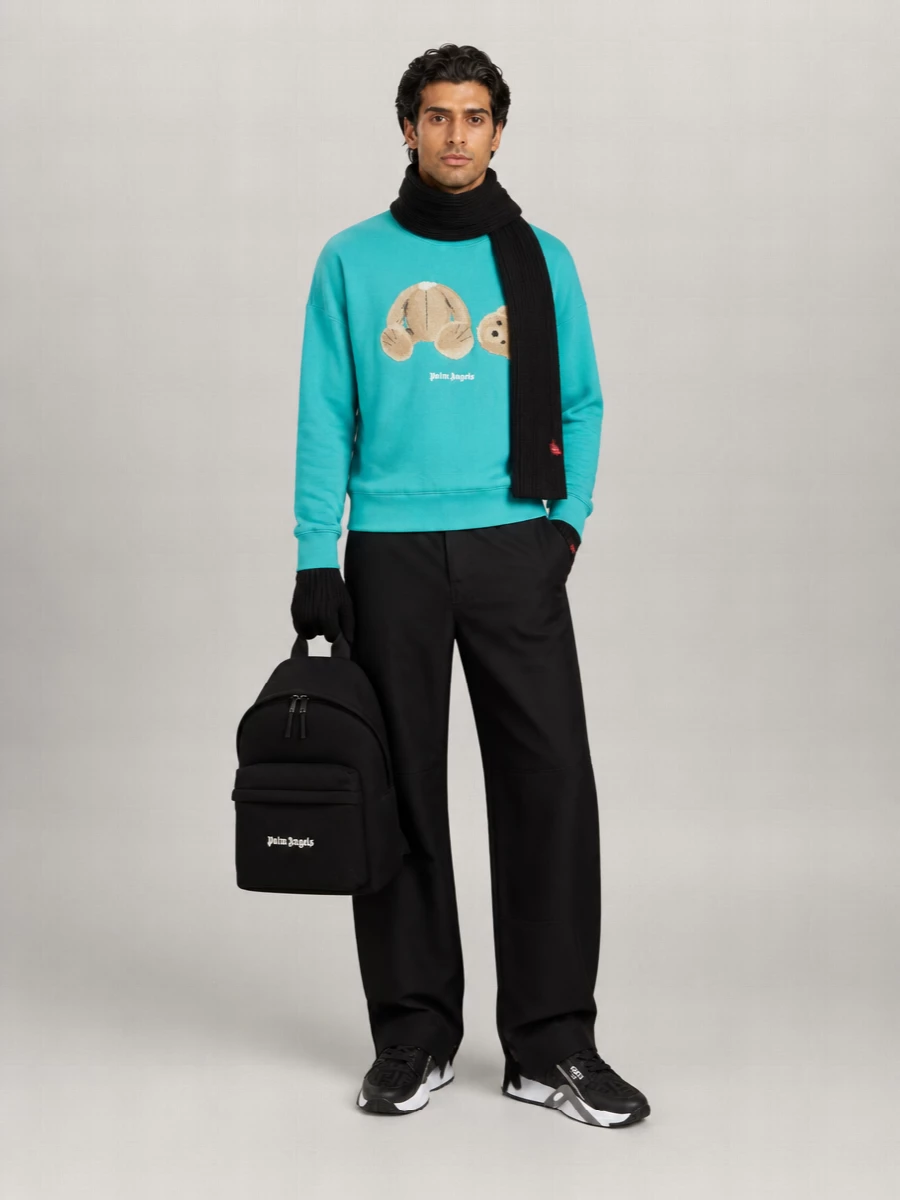Palm Angels Cotton Ribbed Crew Neck Sweatshirt