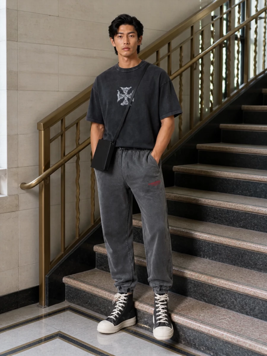 Represent gothic tee rick owens sneakers outfit