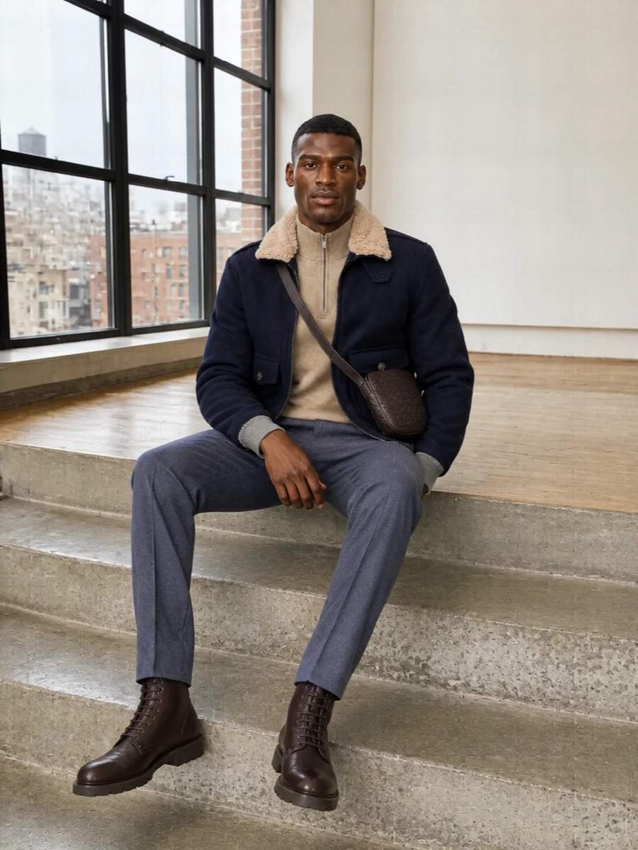 Brunello cucinelli bomber jacket outfit boots