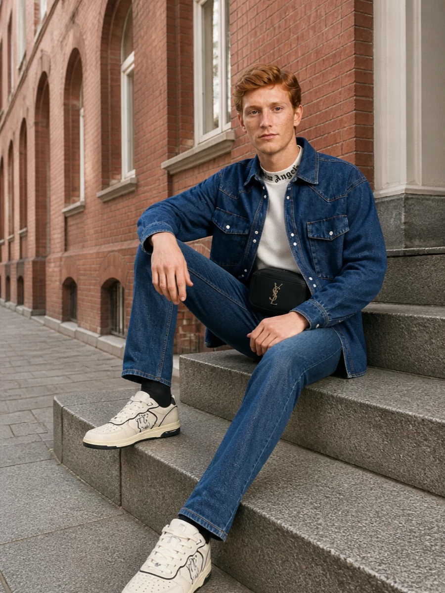Palm angels denim amiri sneakers outfit