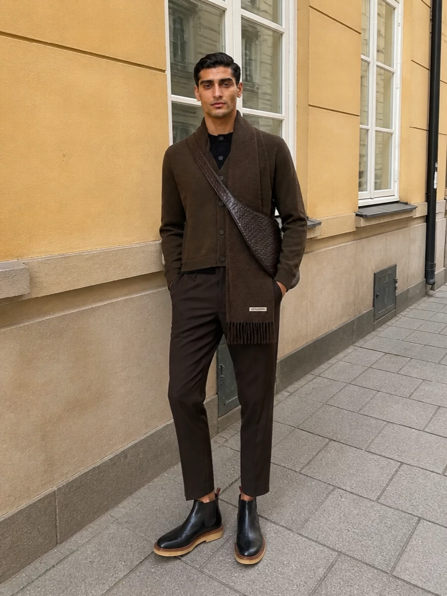 Jw anderson cardigan mm6 trousers chelsea boots