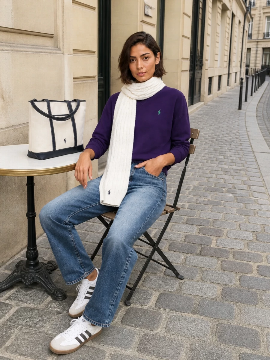 Polo ralph lauren purple sweatshirt straight jeans