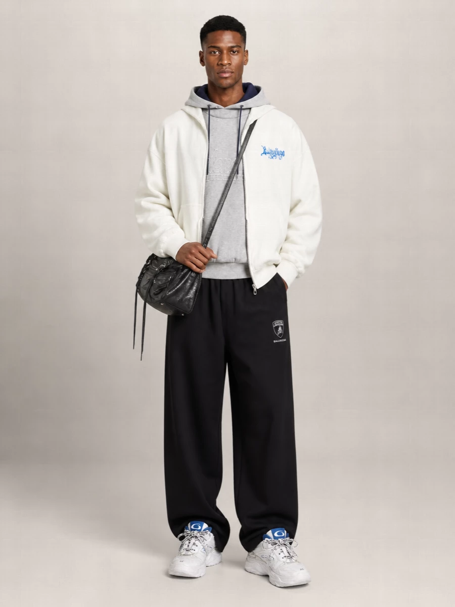 Balenciaga Cotton Printed Zip-Up Hooded Jacket