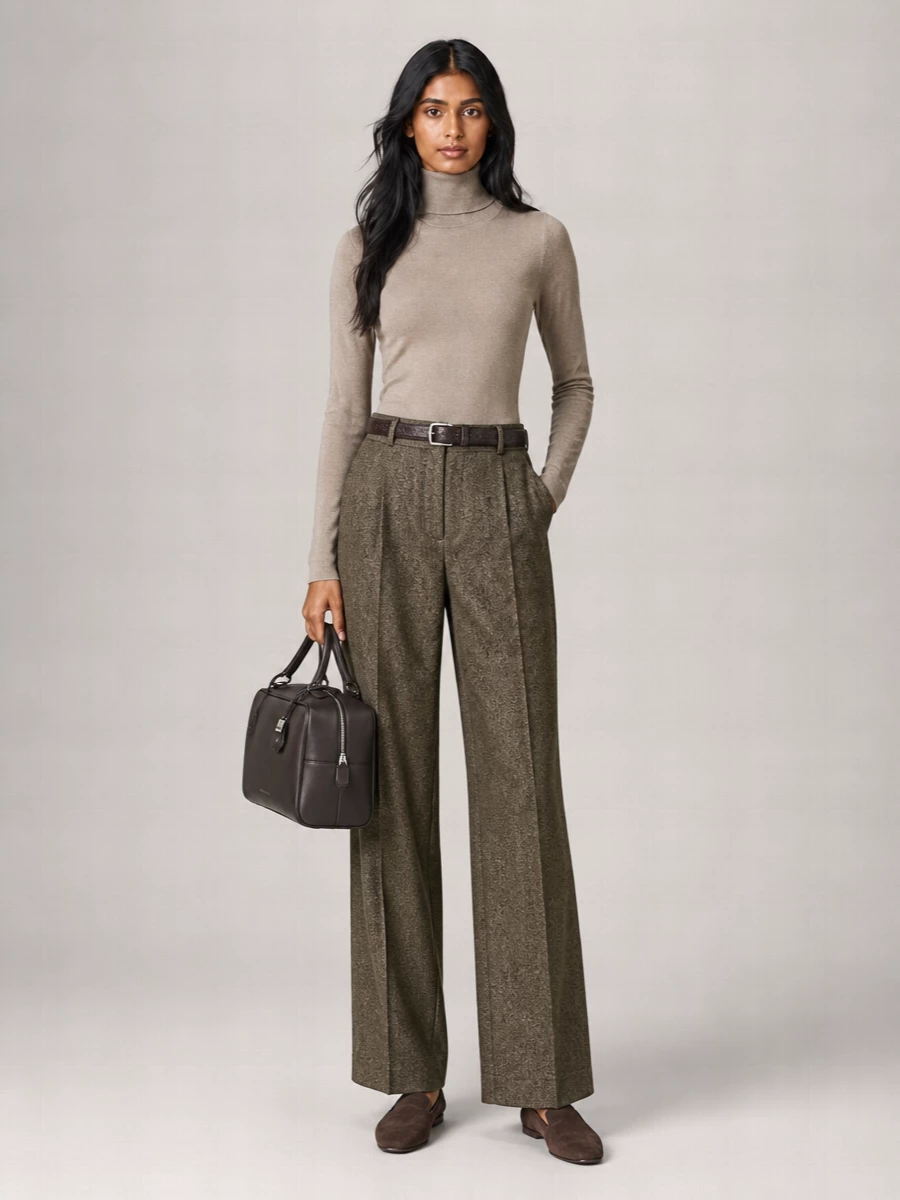 Brunello Cucinelli Wool Pleated Wide-Leg Suit Trousers