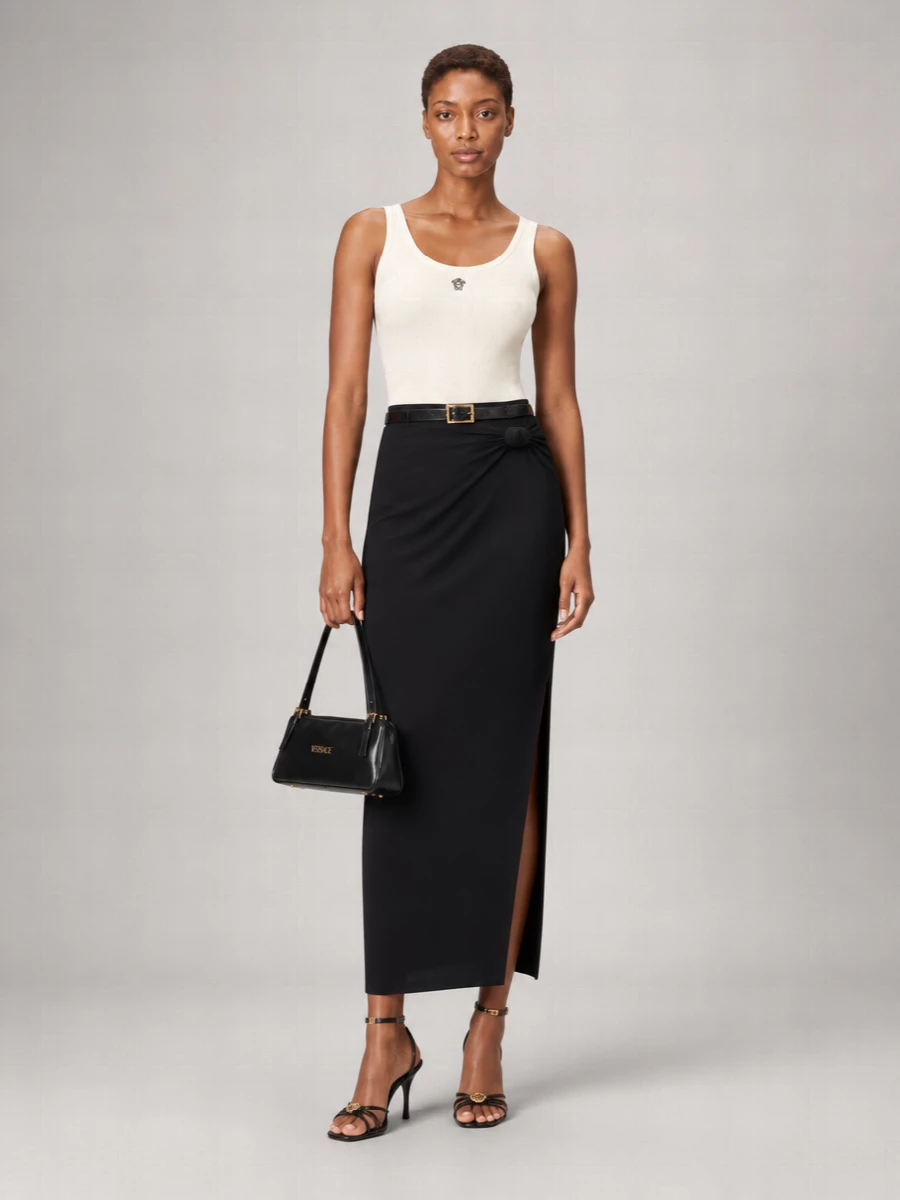 Versace Ribbed Wool Sleeveless Tank Top
