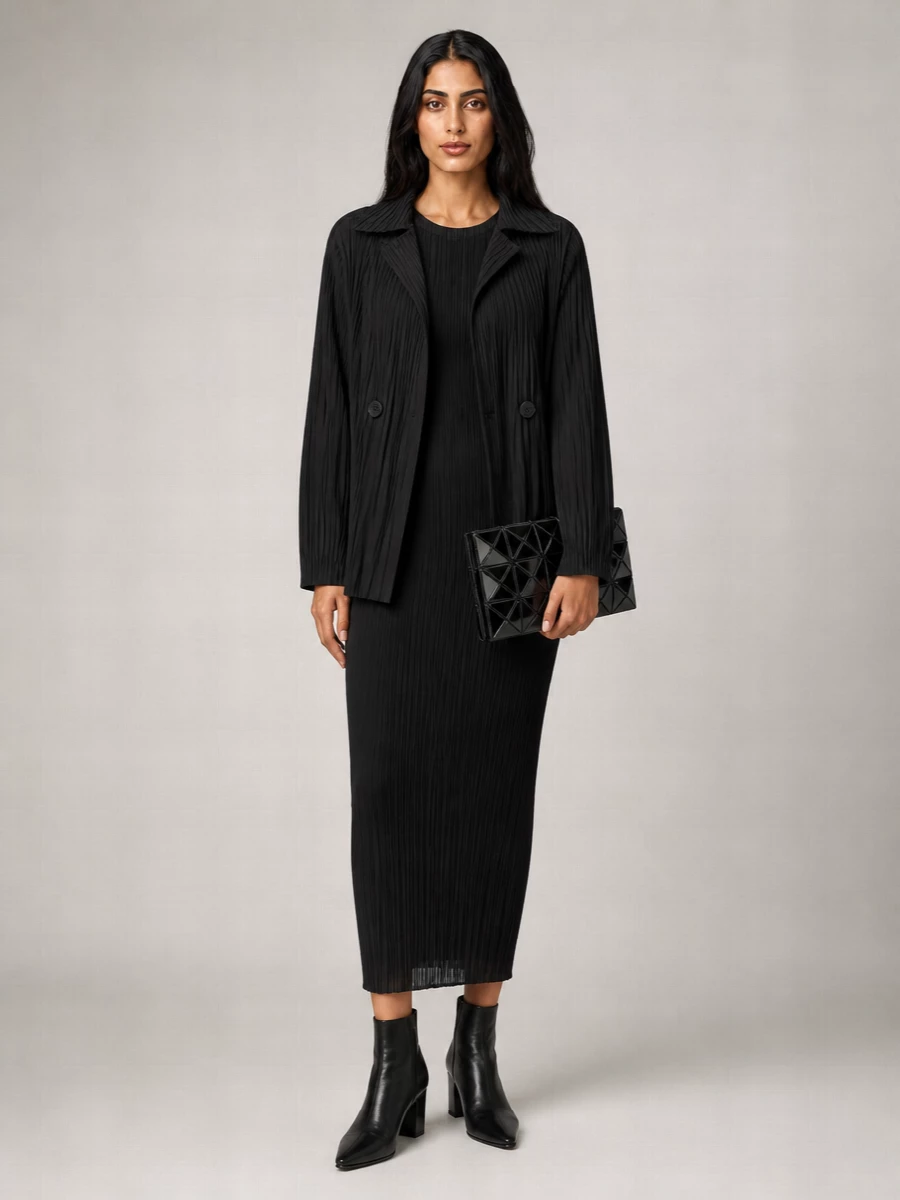 Pleats Please Issey Miyake smooth coat a-line blazer
