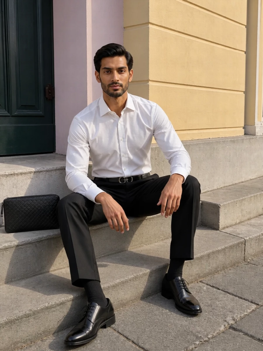 Tom ford white shirt black trousers outfit
