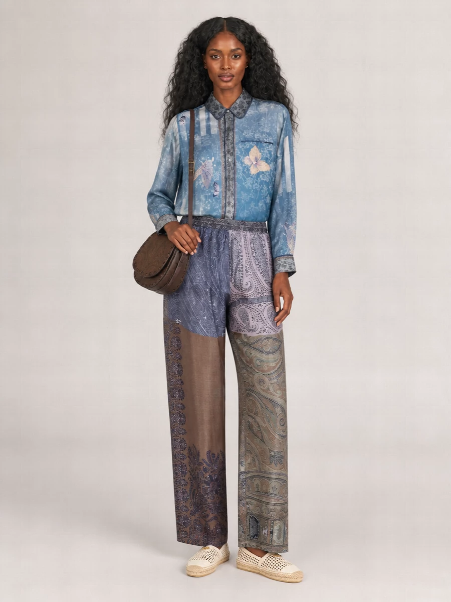 Pierre Louise Mascia Silk Wide-Leg Trousers