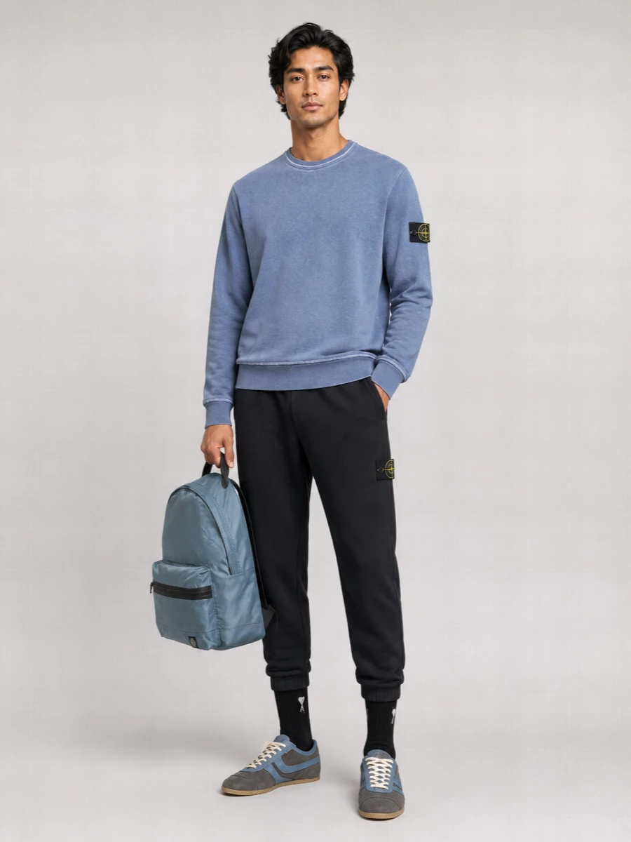 Stone Island Brushed Cotton Crewneck Sweatshirt
