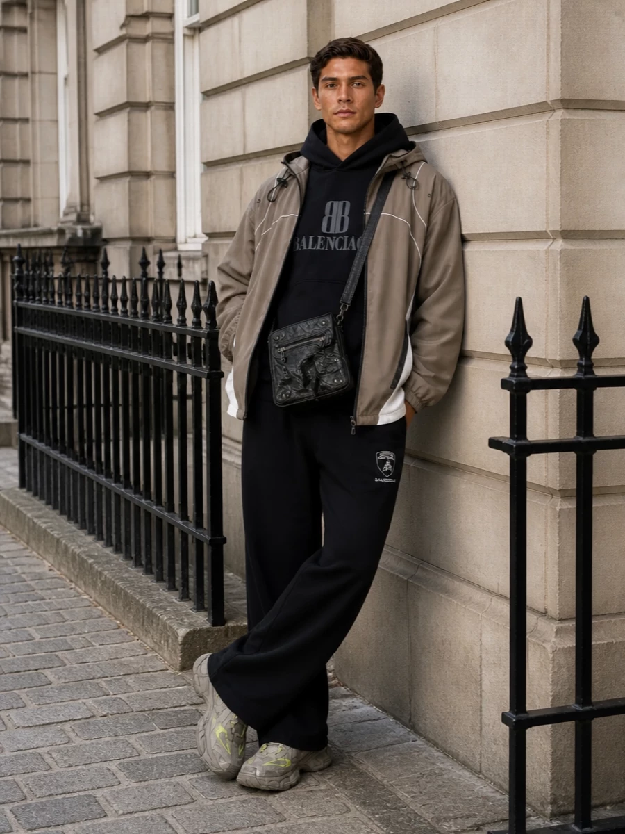 Balenciaga technical jacket wide track pants men