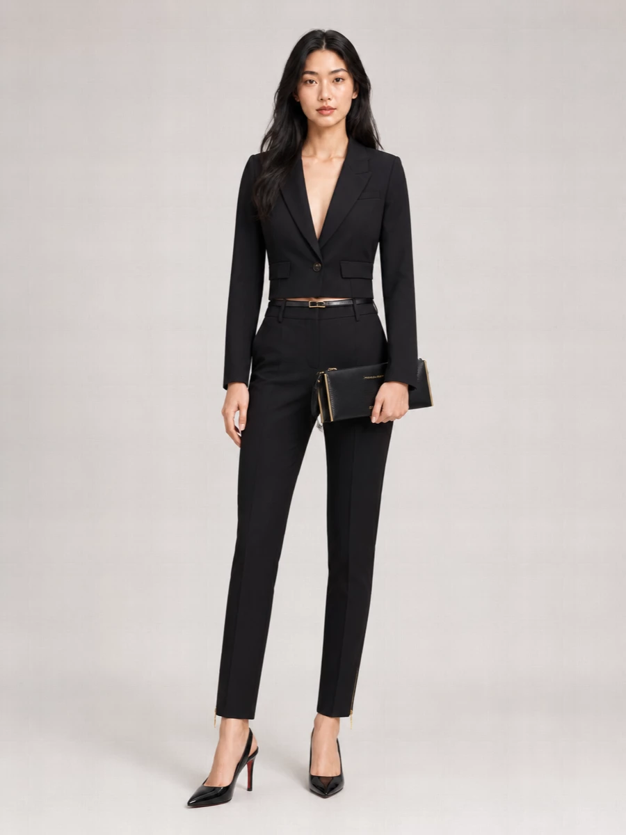 Elisabetta Franchi virgin wool cropped single-breasted blazer