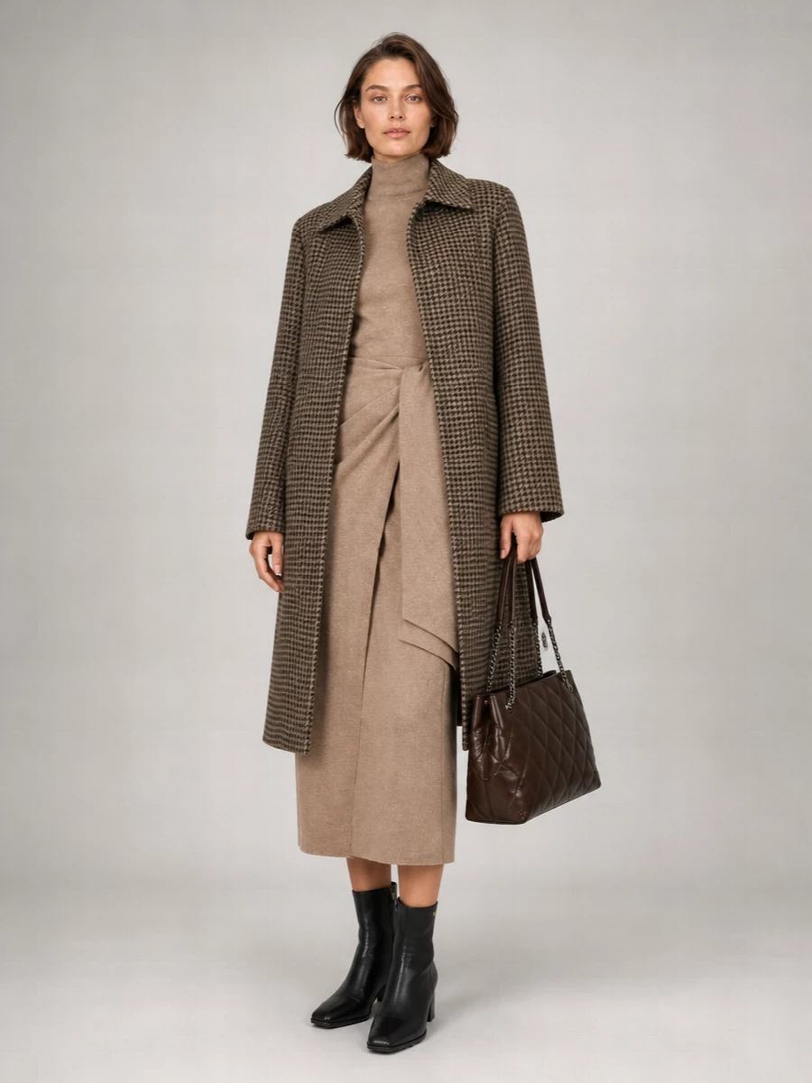 Tagliatore virgin wool houndstooth coat