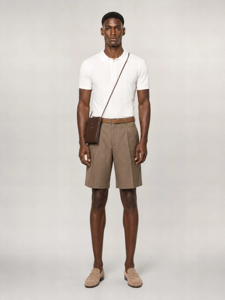 Ami Paris Virgin Wool Pleated Tailored Shorts