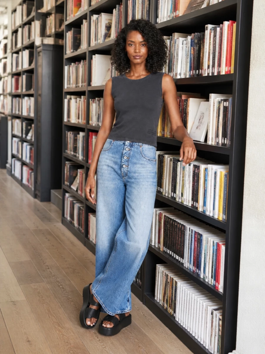 Mm6 margiela tank wide leg jeans outfit