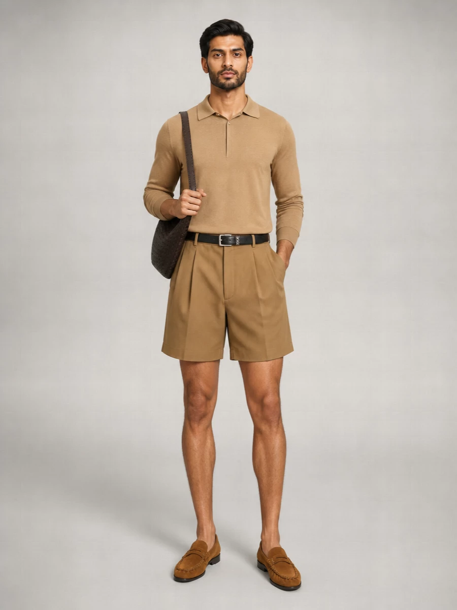 Saint Laurent Cotton Pleated Wide-Leg Tailored Bermuda Shorts