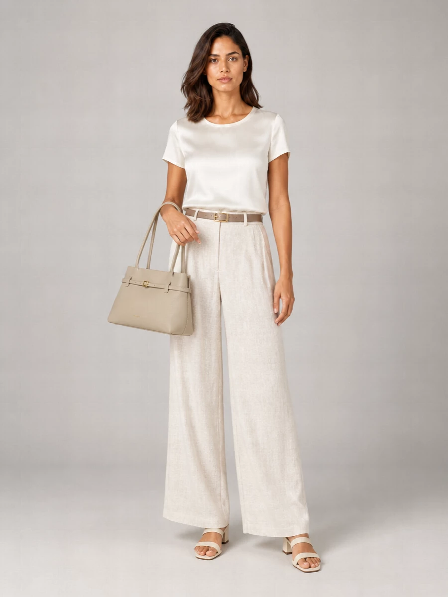 Emporio Armani Textured High-Rise Straight-Leg Trousers