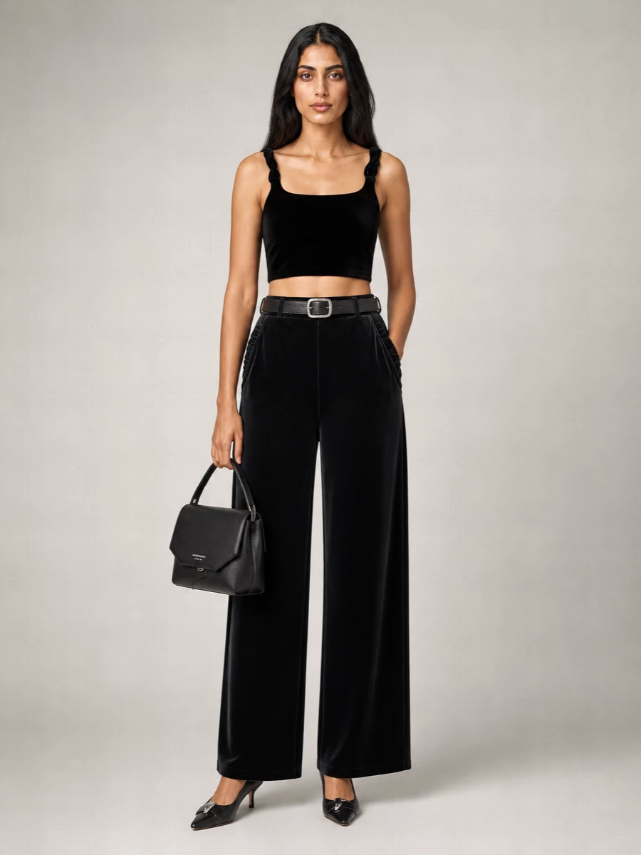 Emporio Armani Velvet Wide-Leg Trousers