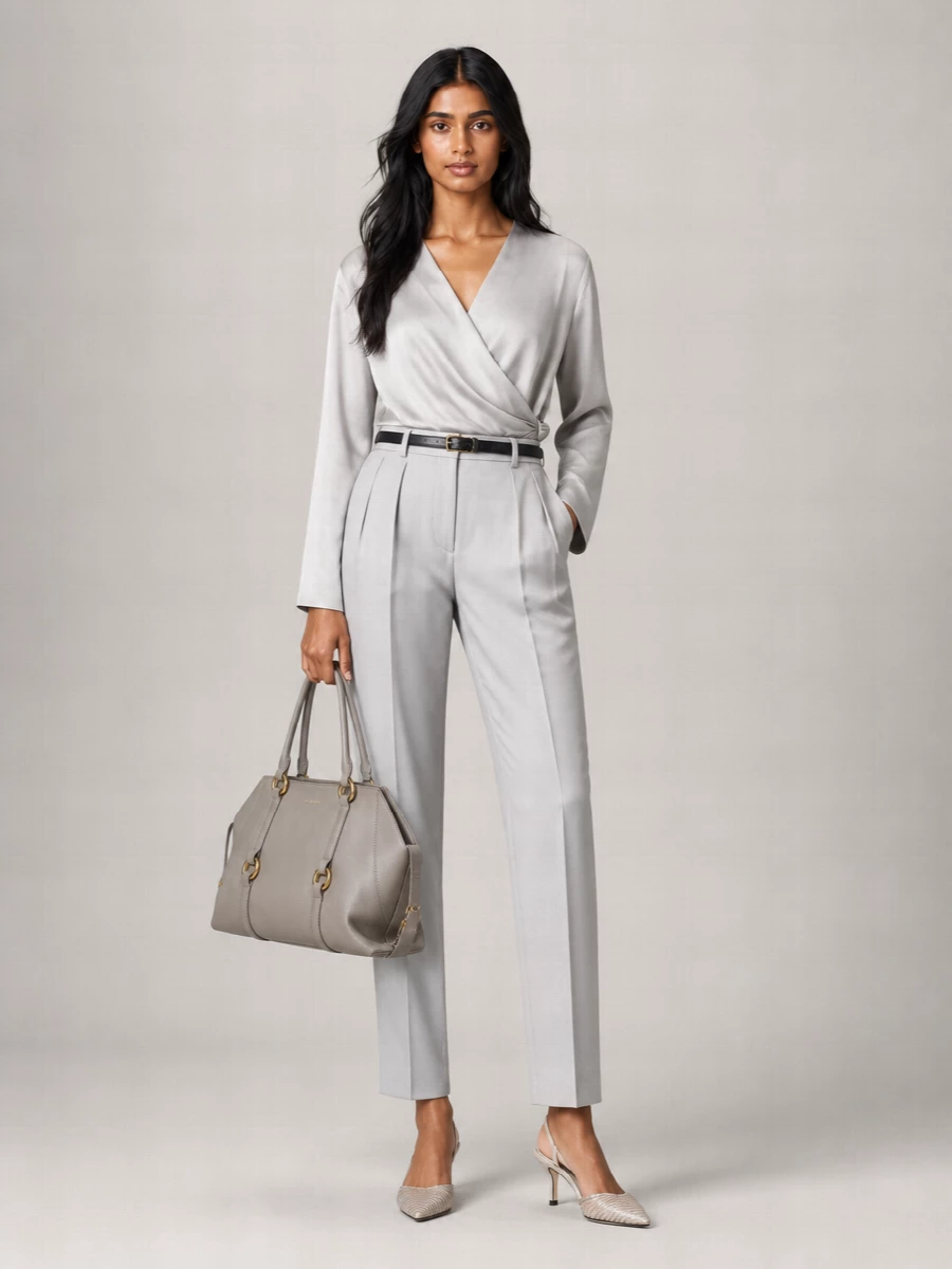 Giorgio Armani Silk Straight-Leg Tailored Trousers