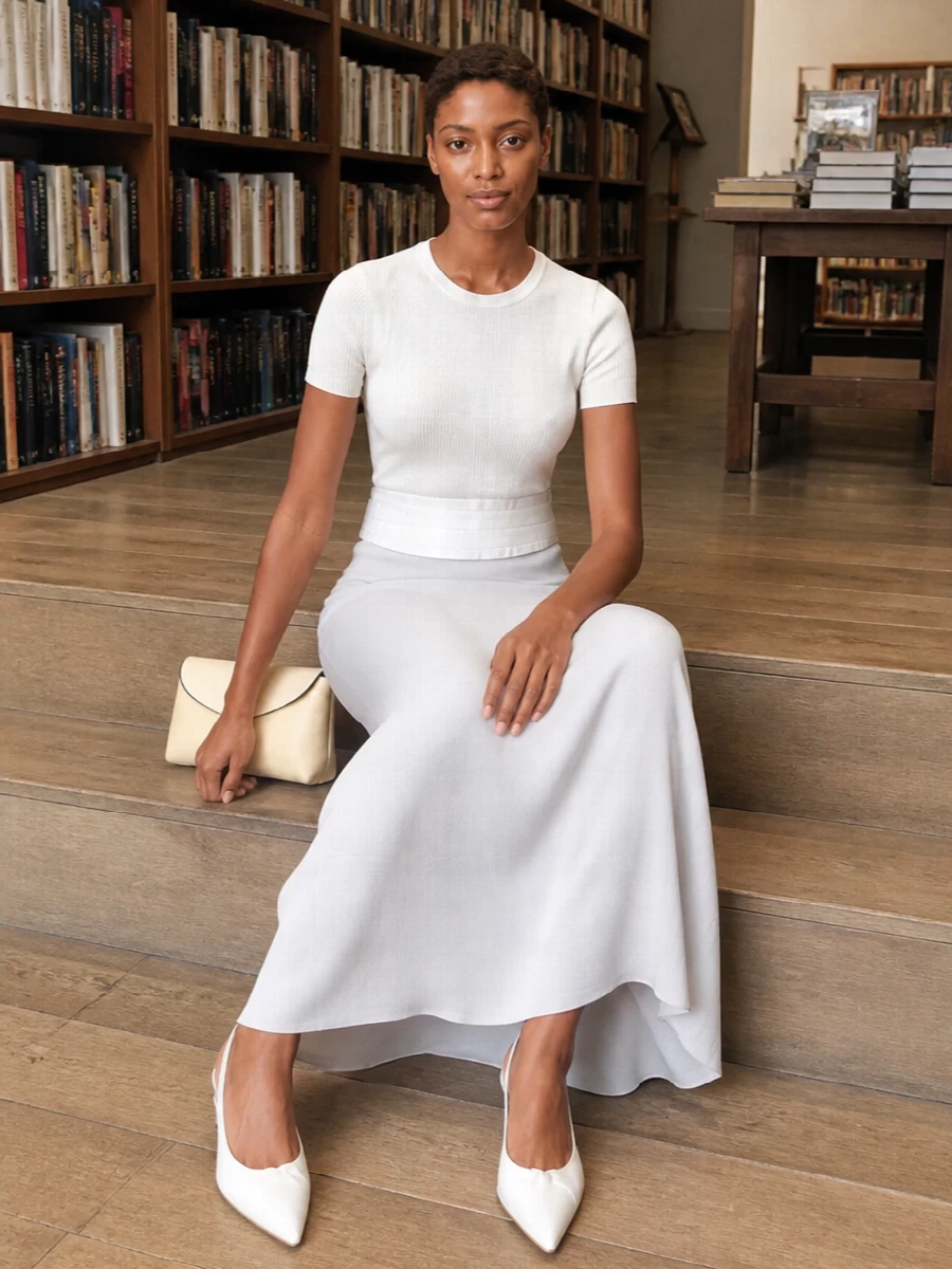 Fabiana filippi pearl column dress ivory accents