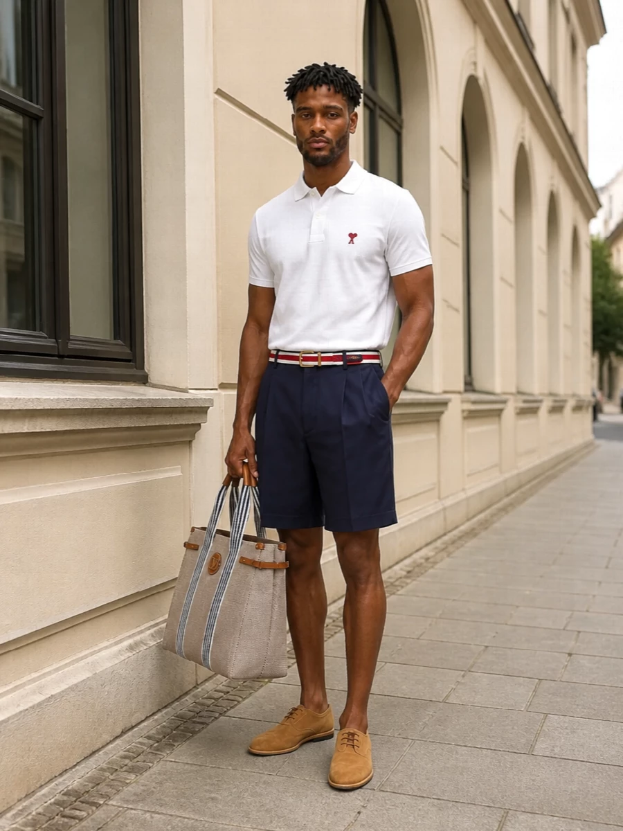 Ami paris polo navy shorts suede shoes