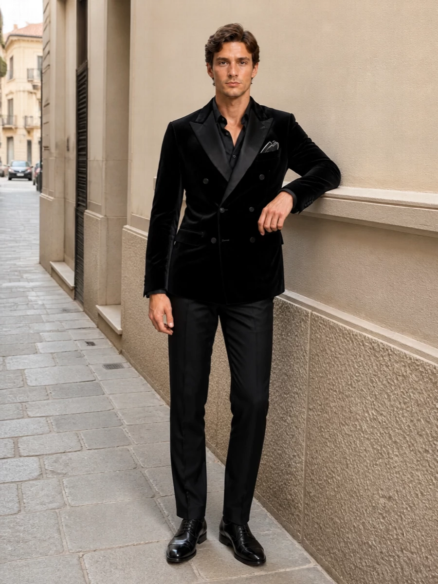 Tagliatore velvet dinner jacket black trousers