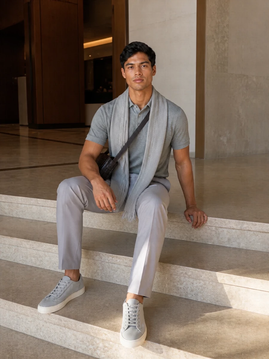 Brunello cucinelli grey polo pleated chinos