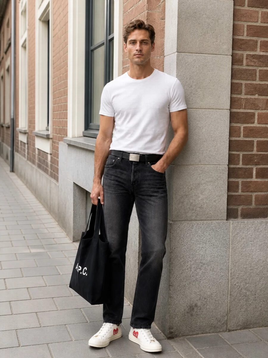 Comme des garcons tee apc jeans cdg sneakers