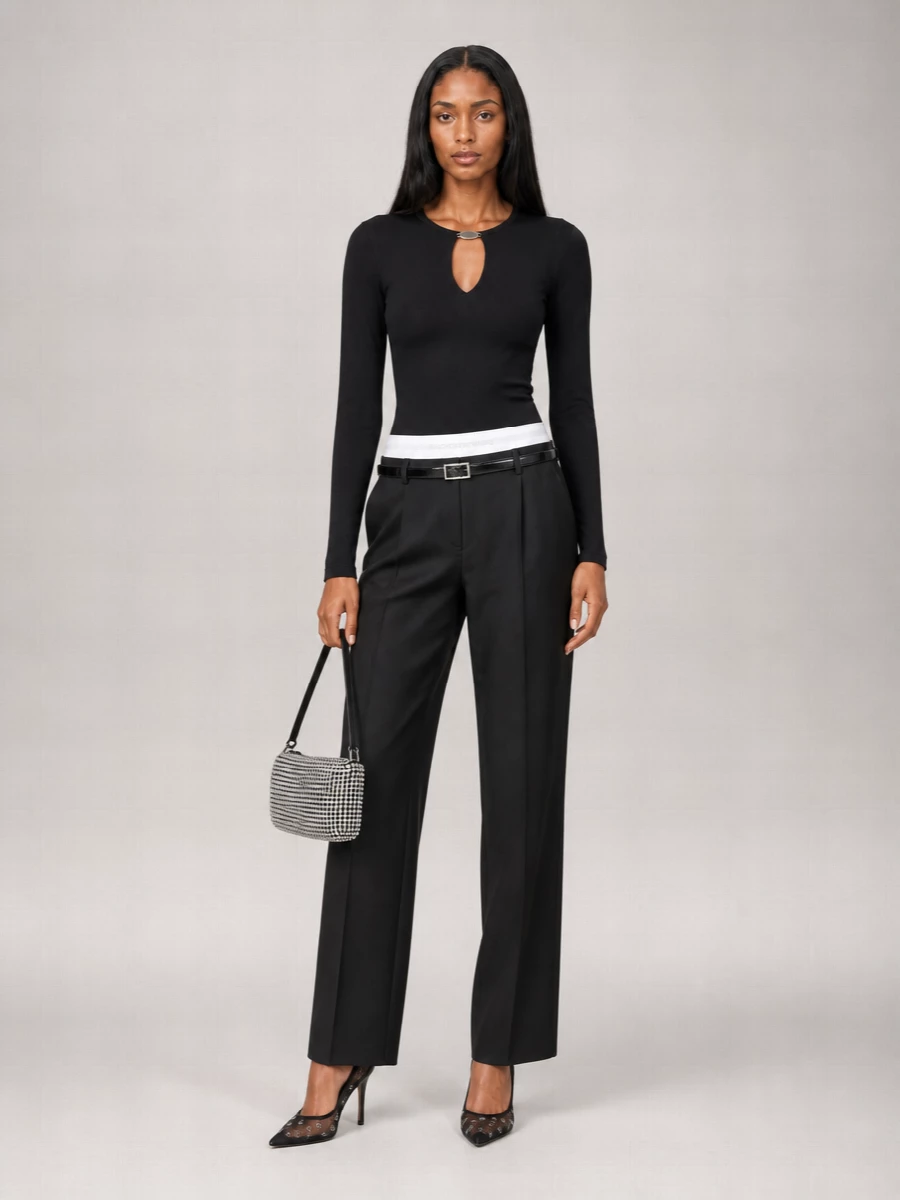 Alexander Wang High-Rise Pleated Straight-Leg Trousers