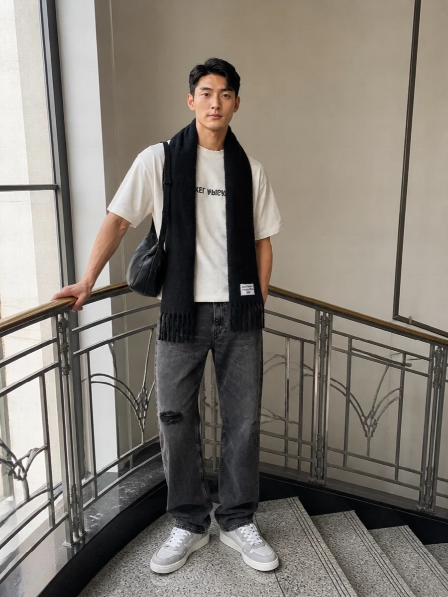 Axel arigato tee washed black jeans outfit