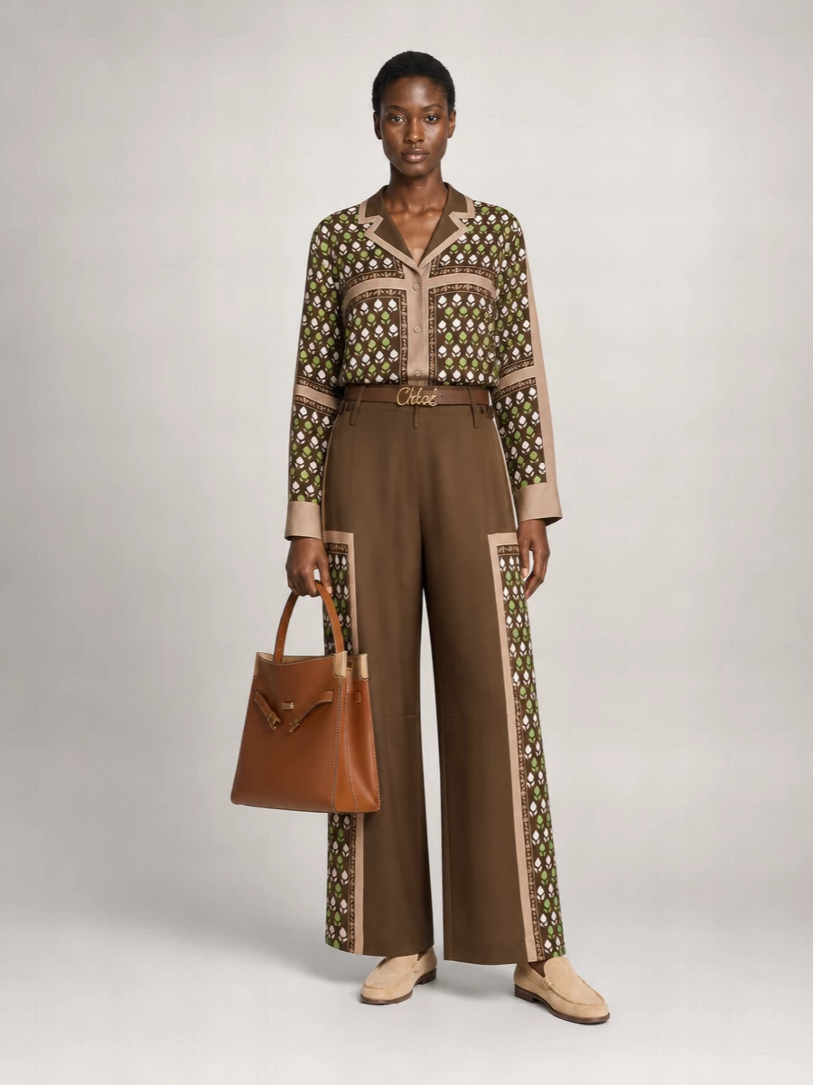 Tory Burch Silk Printed Relaxed-Fit Wide-Leg Trousers