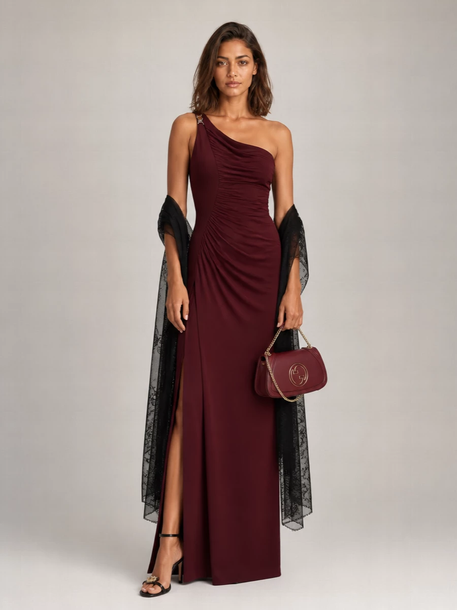 Versace Asymmetric Draped Evening Gown