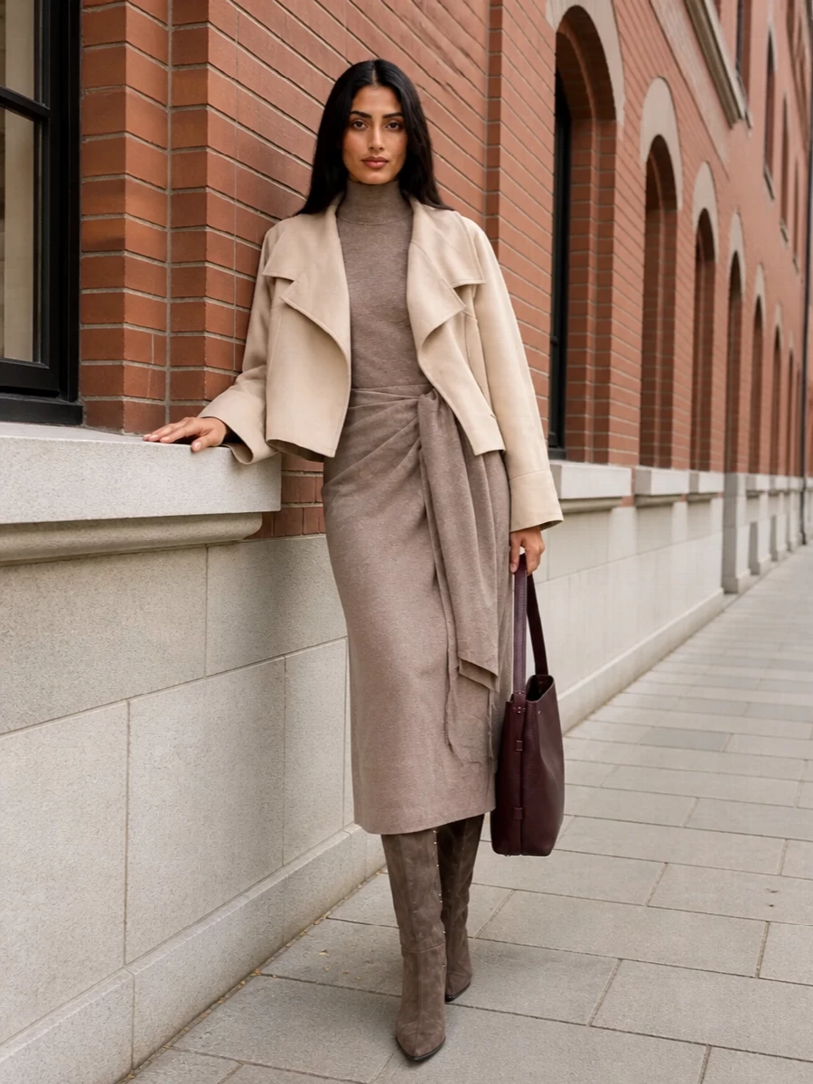 Max mara knit dress sportmax jacket outfit