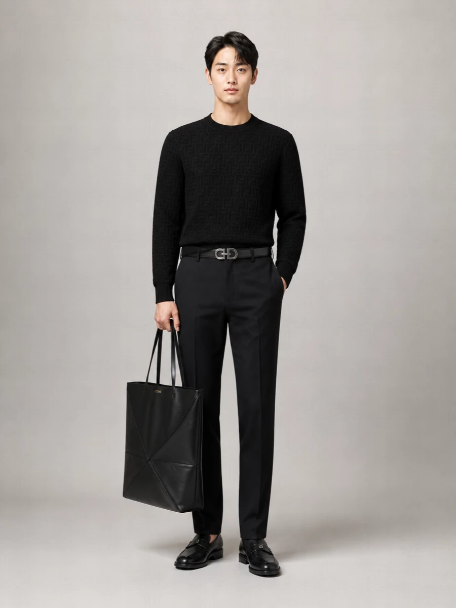 Fendi Cotton Ff Jacquard Crew-Neck Sweater