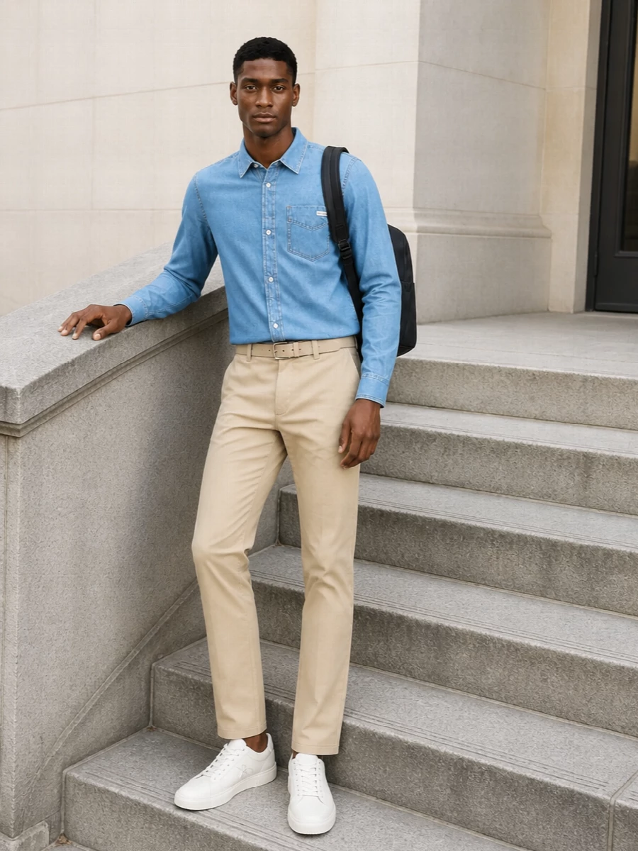 Calvin klein denim shirt apc beige chinos