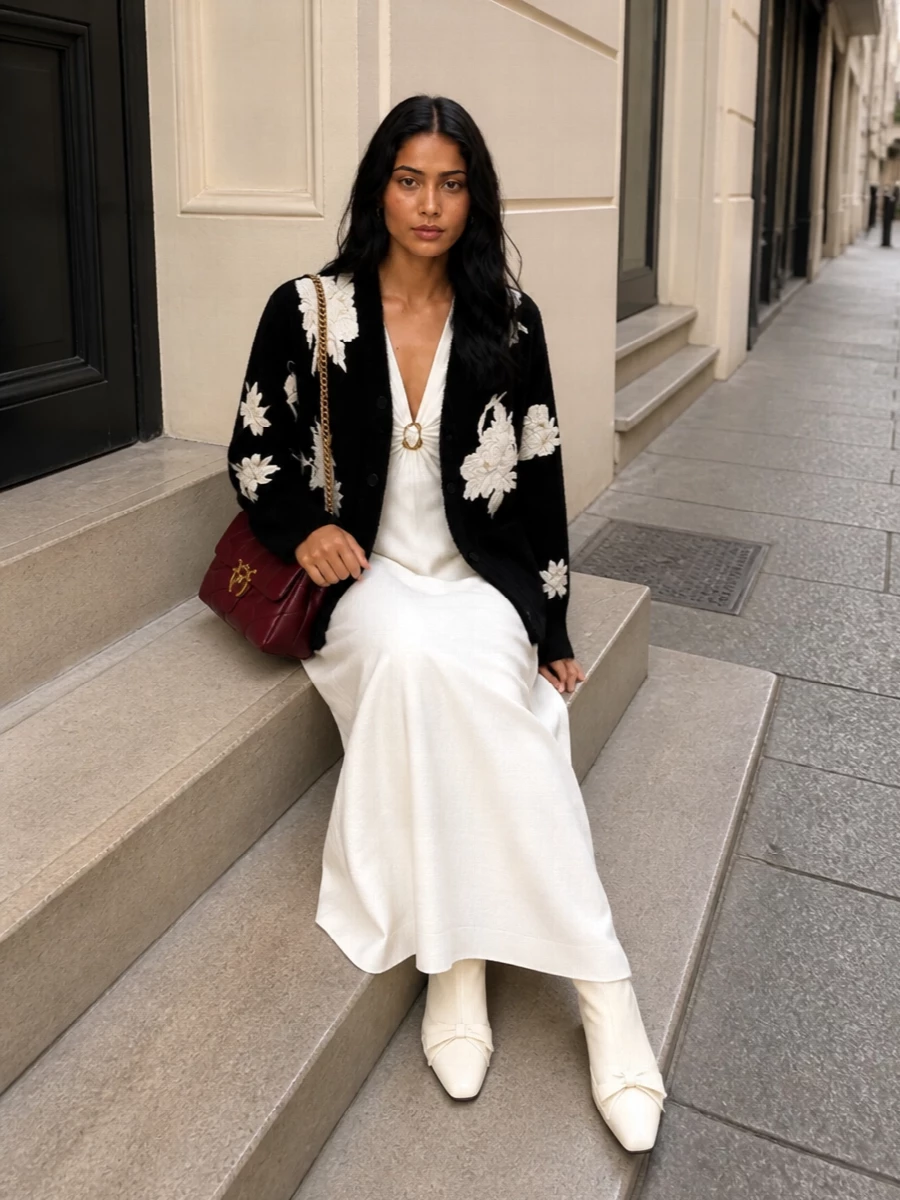 Forte forte cardigan ivory maxi dress outfit