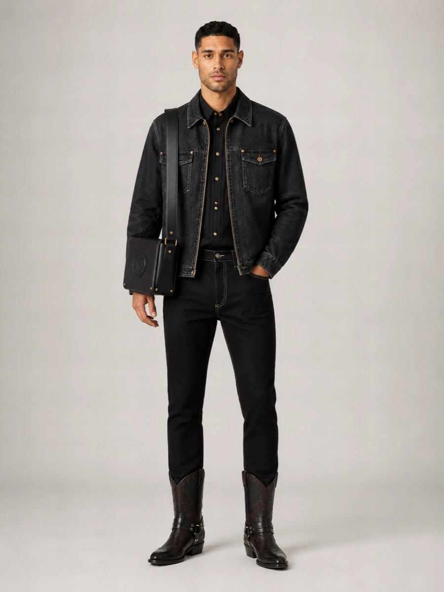 Versace Calf Leather Western Boots